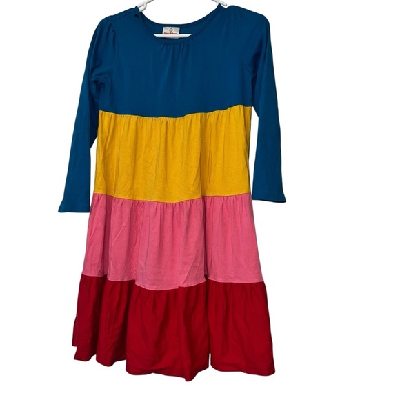 Hanna Andersson Multicolor Tiered modest girls Dress 140 US 10 - Picture 1 of 2